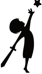 Wizard of Ads' boy reaching for the North Star holding a sword logo.